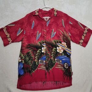 Uluwatu Bali Hawaiian Shirt Mens XL Surf Car Floral Aloha Vintage Retro Print